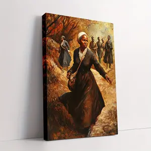 1 Piece Vintage Harriet Tubman Underground Railroad Canvas Art Print, Animal Theme Wall Hanging Decoration, Suitable for Bedroom, English Text, 11.8x 15.7inch Frame