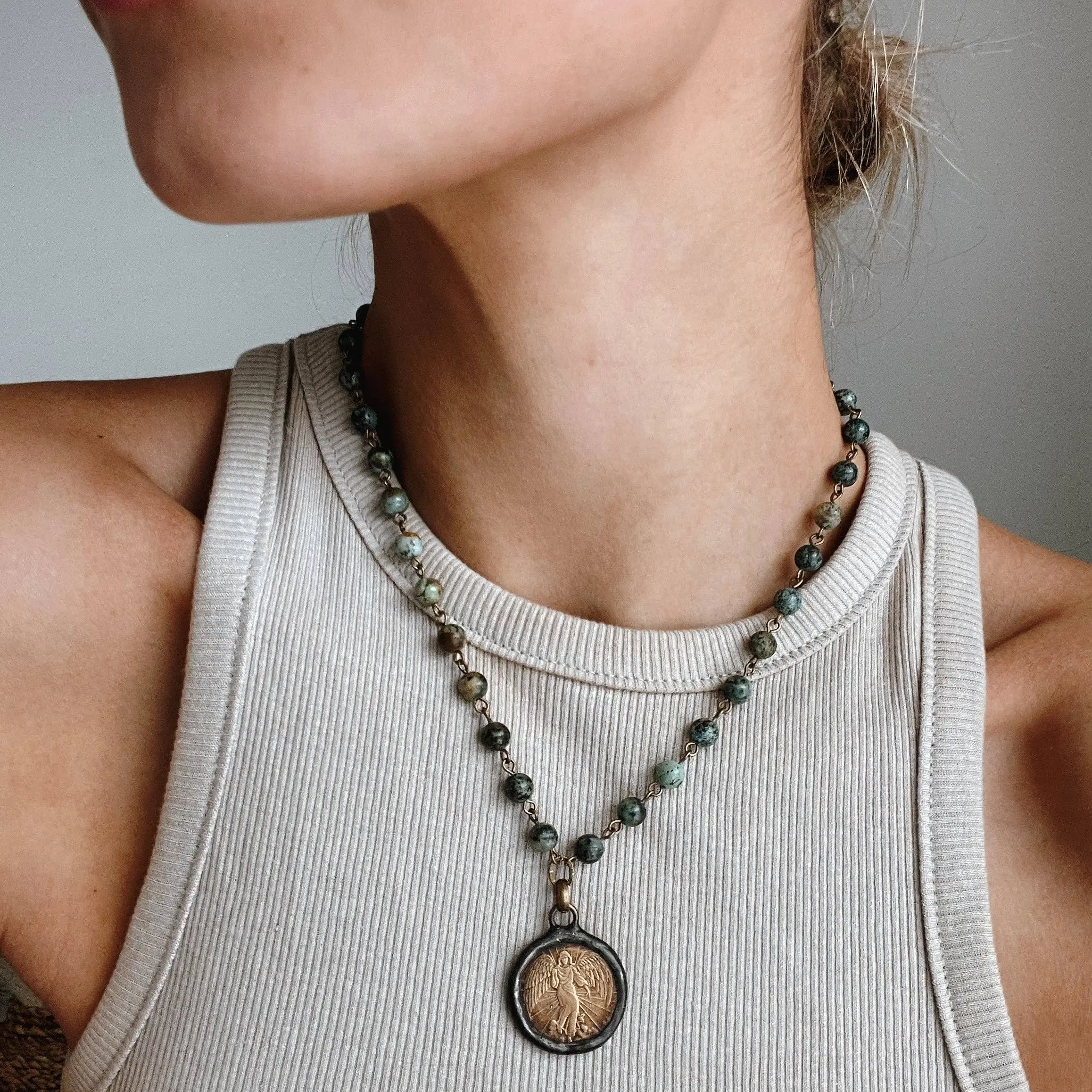 Old World Angel Coin Necklace