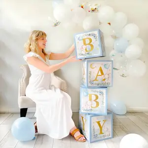 Kate Aspen Boxes with Letters for Baby Shower Decoration Little Peanut, One Size, Blue Elephant