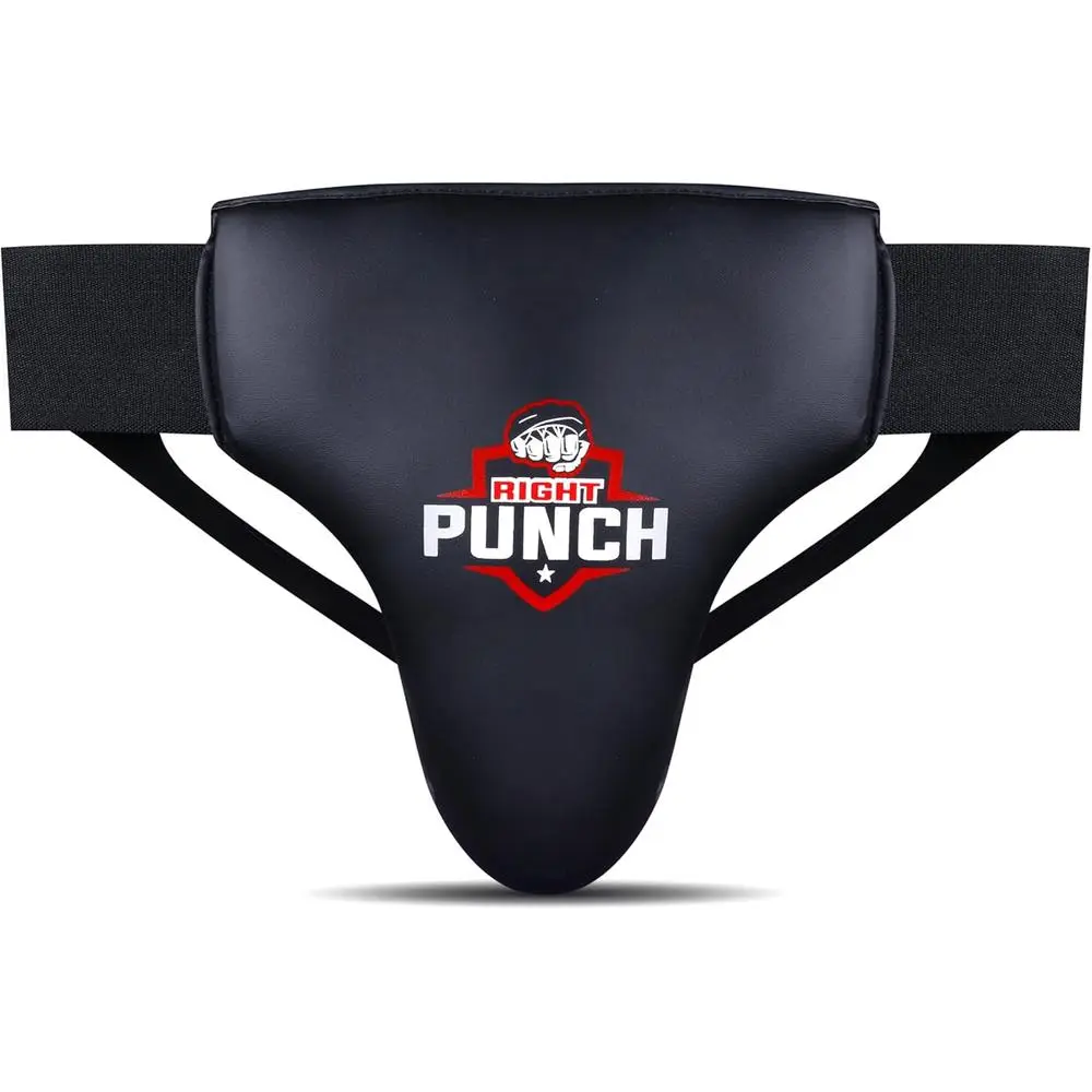 Rightpunch Groin Protector for Boxing, Muay Thai, Kickboxing and MMA Fighting, Maya Hide Leather Abdo Gear for Martial Arts Training, Men Jockstrap Abdominal Protector for Sparring, Taekwondo and Grappling