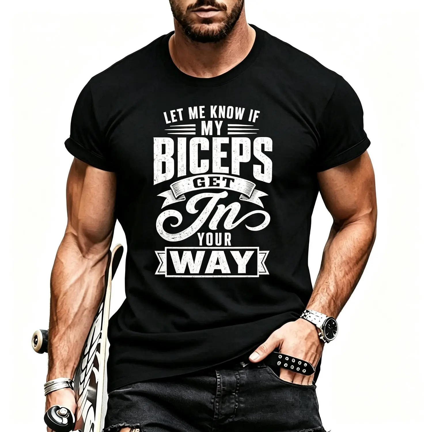 Funny Gym T Shirt Let Me Know If My Biceps Get In Your Way Fitness Workout Shirt Muscle Humor Casual Athletic Tee Comfortable Trendy Unisex