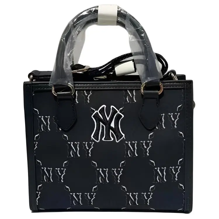 Women's MLB New York Yankees 25FW Monogram Synthetic Mini Shoulder Bag, Black