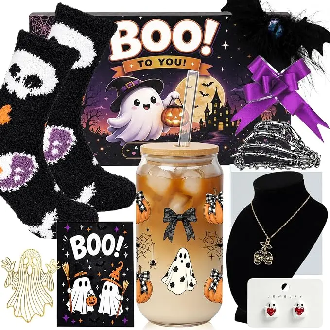Boo Basket Stuffers for Women 15 Pcs Halloween Spooky Gifts, Purple | Halloween Gifts, Halloween Baskets, Spooky Gifts Ghost Gift, Boo Gift Baske