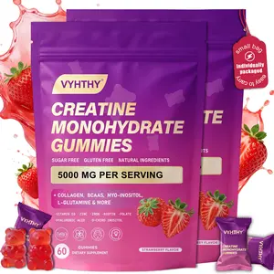 VYHTHY Creatine Gummies – Enriched with Collagen, Hyaluronic Acid, Biotin, Zinc & Folic Acid – Support Muscle, Skin, Hair & Nail Health – Sugar-Free Daily Gummies