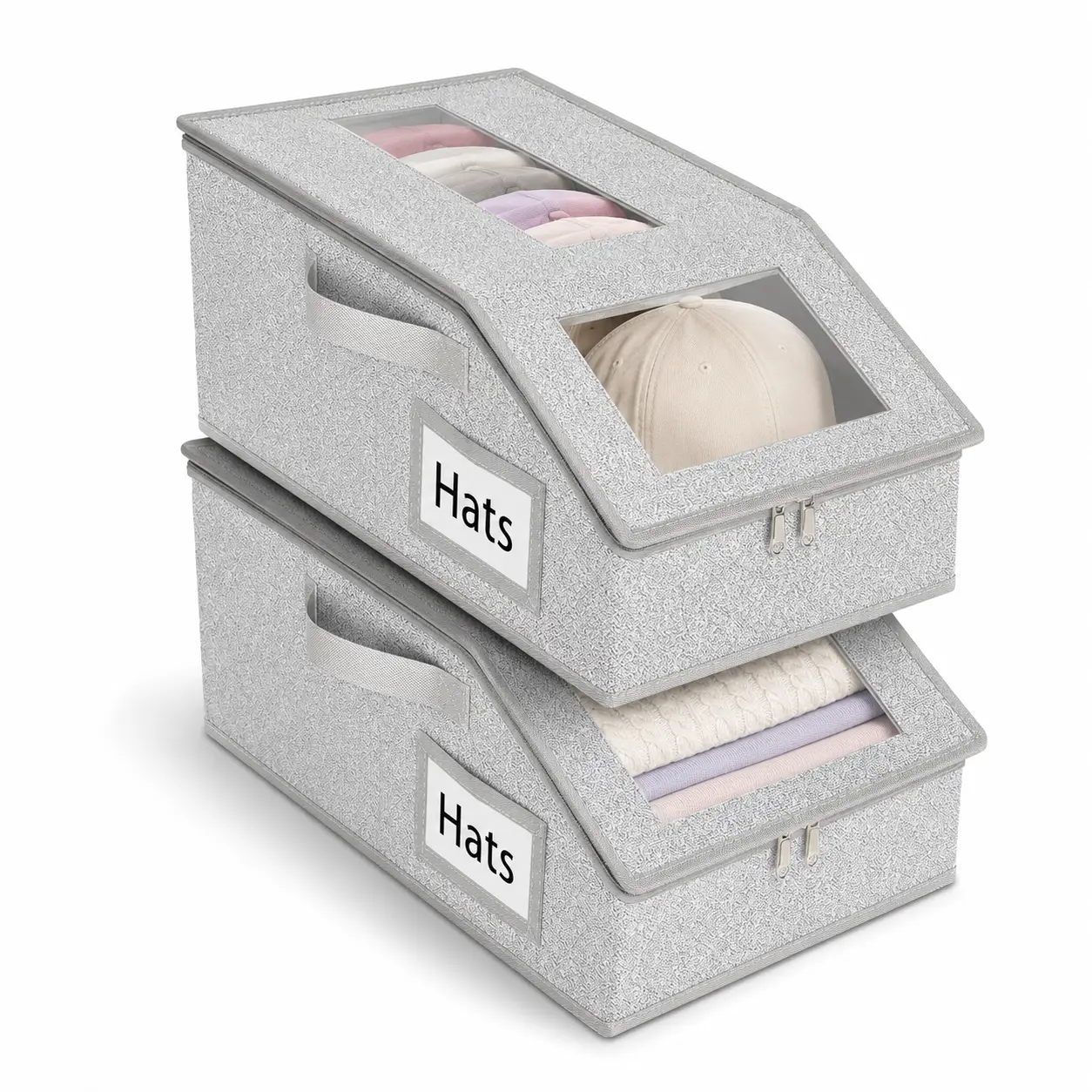 Closet Organizer Storage Bin with Clear Window, Foldable Clothes Storage Box for Underwear, Bras, Socks, T-Shirts, Hats and Accessories, Bedroom Closet Organization, Under Bed Storage