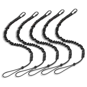 VEVOR 5 Pack Tool Lanyard Safety Fall Protection Tools Leash with Aluminum Screw Lock Carabiner Retractable Tool Tether for Construction Roofing Max Weight 19.8LBS 9KG