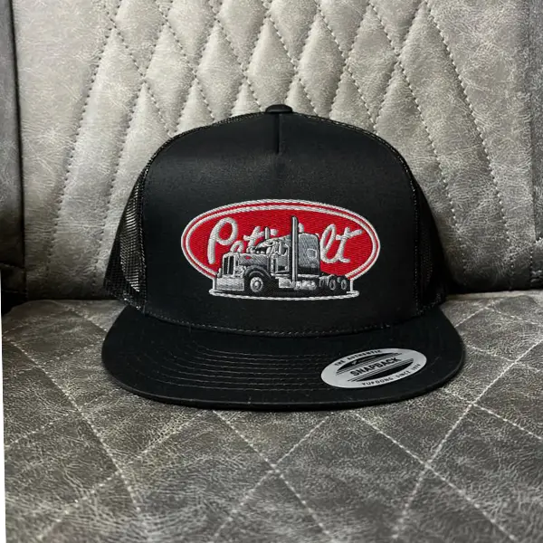 Vintage Peterbilt Snapback Flat Bill Adjustable Hat | Retro Semi Trucker Hat | Diesel Truck Embroidered Patch Cap | Truck Driver Trucker Snapback Hat | Truck Logo Graphic Hat | Semi Truck Apparel Streetwear Cap | Heavy Duty Diesel Truck Cap | Gift for Him