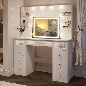 Vanity Mirror with Lights, LED Makeup Mirror With Detachable 15X Magnification, 3 Adjustable Lighting Modes, 360° Rotation, Desk Mirror For Bathroom, Or Dressing, Gifts for Women, Gifts for Mom