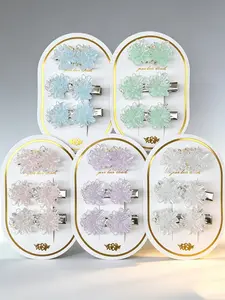 4pc Transparent 3D Flower Hair Accessories, Silver Color Glitter, Versatile for Various Hairstyles, Perfect for Daily, Dates, Parties