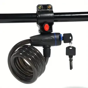 1pc Heavy Duty Iron Bike Lock, Anti-Theft Universal Bicycle Cable with Mounting Bracket and 2 Keys, Secure Lock for Road, Mountain Bikes, Scooters - Mixed Color