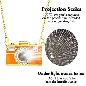 Camera Design Custom Photo Projection Necklace for Women, Personalized Engraved Pendant Gift Jewelry DZXL3733