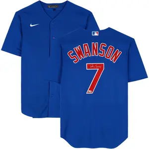 Dansby Swanson Chicago Cubs Autographed Blue Nike Replica Jersey - Fanatics Authentic Certified - MLB Memorabilia