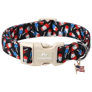 Durable Summer Dog Collar, Adjustable Popsicle Print 4th of July Pet Collar for Small Large Medium Dogs summervibes