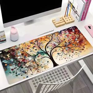 Colorful Abstract Tree of Life Art  Design Extra Large Gaming Mouse Pad,Aesthetic Desktop Decoration Protection Pad,Rubber Pad Non-slip Lock Edge Work Pad,multi-size mouse pad suitable for laptop,desktop computer games, work,family, good gift for boys,gi