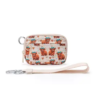New style cow pattern portable nylon coin purse - perfect for keys, cards and small change!