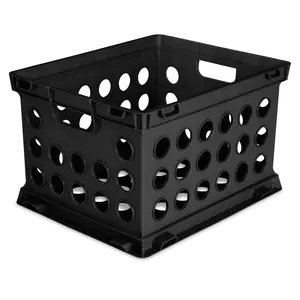 Back to College Plastic Storage Cube/File Crate, Black, 17 1/4” L x 14 1/4” W x 10 5/8” H