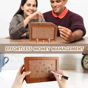 Cash safe wooden savings box, wooden piggy bank, wooden coin bank with counting target, wooden coin bank, perfect gift