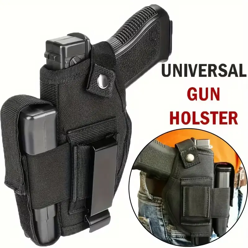 Unisex Holster, 9mm Pistol Holster IWB/OWB Concealed Carry R&L Hand with Single Mag Pouch Durable Black Fabric for Hunting, Fishing, Outdoor Activities, Highquality quick-draw holster