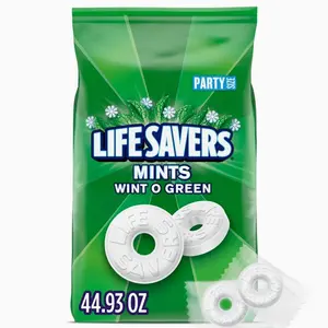 LIFE SAVERS Wint-O-Green Summer Candy Individually Wrapped Hard Mints, Party Size, 2.8 LB Bulk Bag