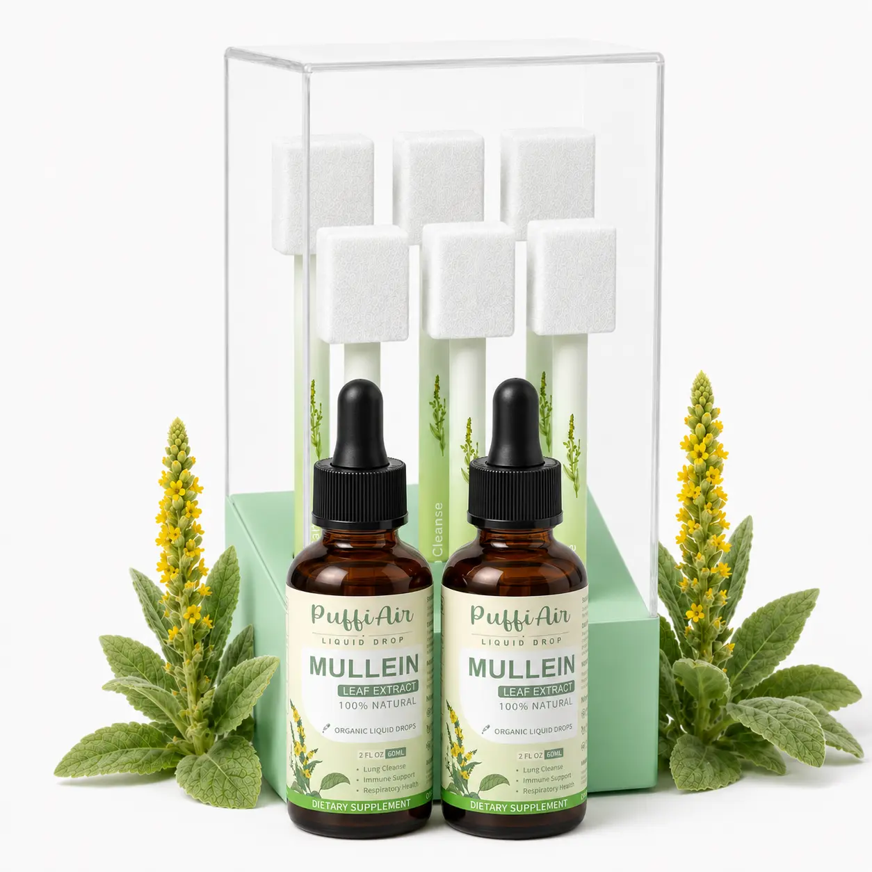 Mullein Drops for Lungs with Mullein Leaf, Thyme & Marshmallow Root – Lung Cleansing Formula for Smokers, Supporting Respiratory Health & Immunity | 120ml (4fl oz) Natural Vegan Non-GMO