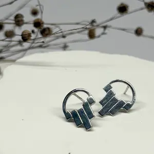 Formation Stud Earrings with Silver Finish and Unique Design