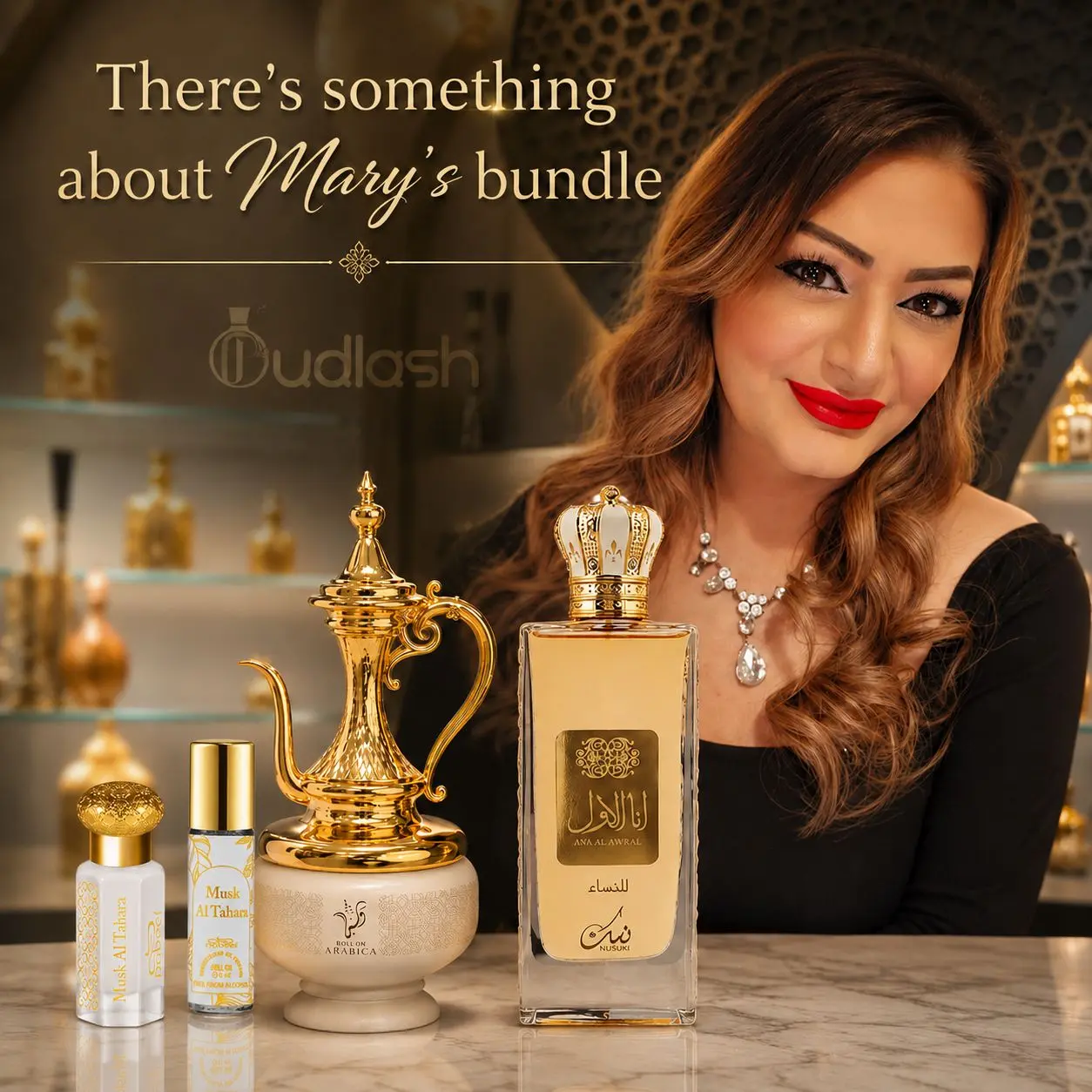 There's something about Mary's Bundle | Dallah Arabica + Al Awwal Nisae Blanco + Musk Al Tahara + Musk Al Tahara Roll On | Eau De Parfum + Concentrated Oil | Sweet - Floral & Musk Notes
