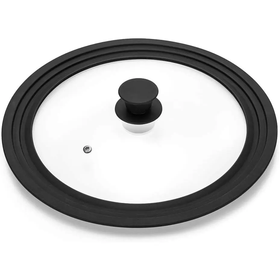 Universal Pot Lid Suitable for Pots, Frying Pans, and Skillets - Made of Tempered Glass with Heat-Resistant Silicone Edge, Suitable for Cookware with Diameters of 6inch 7inch and 8inch in Black
