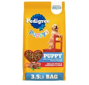 Pedigree Dry Puppy Food - Grilled Steak and Vegetable Flavored, 3.5 lb Bag