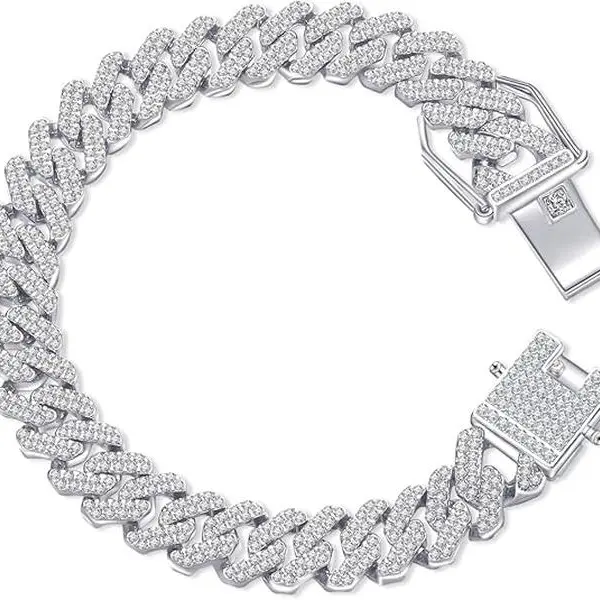 Men's 14mm Gold-Plated Miami Cuban Link Alloy Gold-Toned Bangle - 8 inch Length Exquisite Bracelet, Iced Out Hip Hop Chunky Chain Men's Jewelry, Casual Accessory for Any Occasion Gift for Him,sohochic