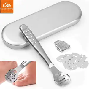 Baluca Callus Shaver Remover with 10 Replacement Blades, Stainless Steel Foot Corn Scraper, Ergonomic Grip Handle, and Metal Storage Case