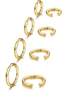 8 Pieces Clip On Earrings For Men Women Non-Piercing Fake Earrings Stainless Steel Clip On Hoop Earring Cool Earrings Ear Clips Set for Gifts
