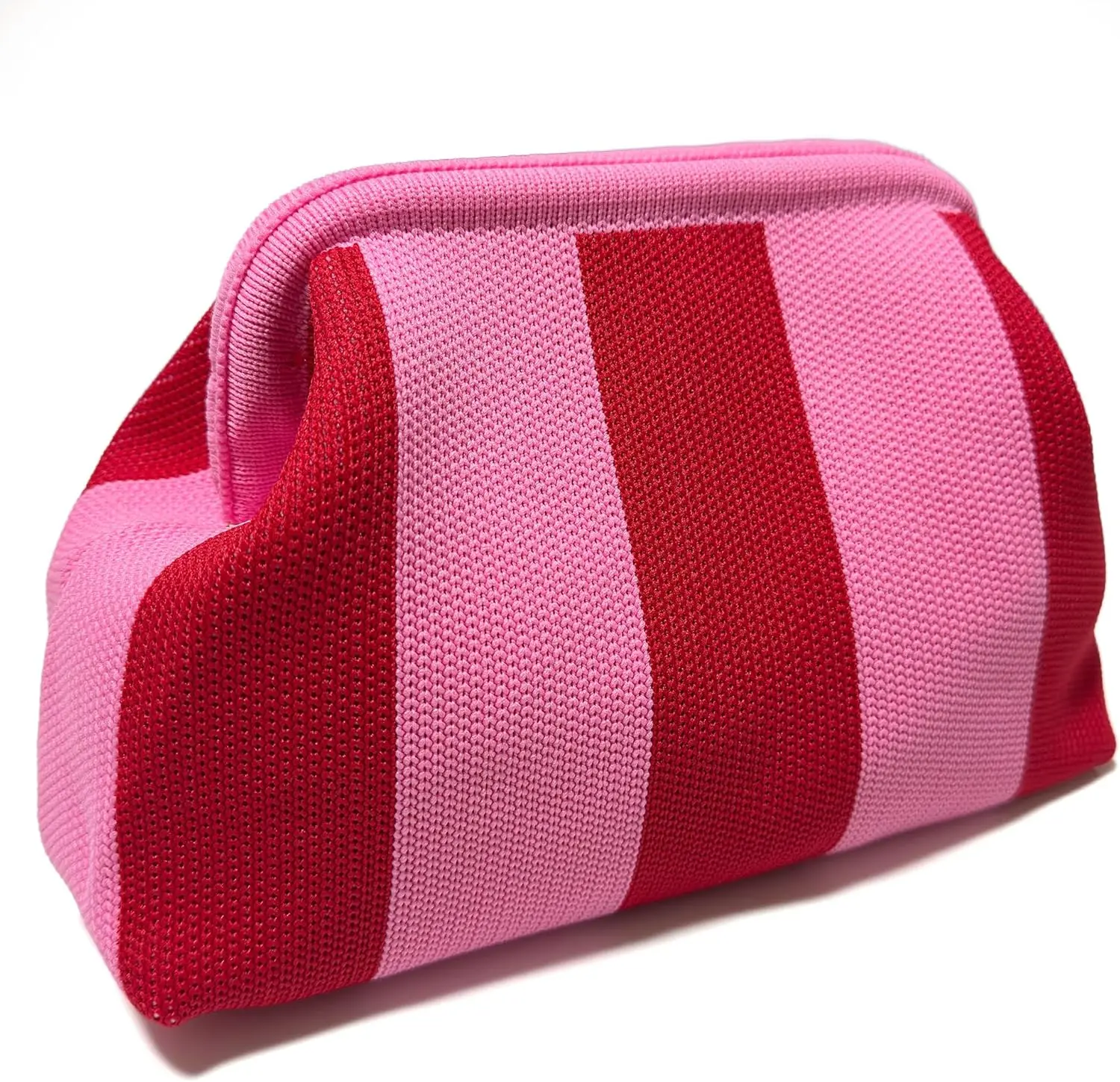 Clutch Purses for Women Summer Woven Beach Bags Purse with Strip Dumpling Ruched Cloud Purse Knit Evening Handbags