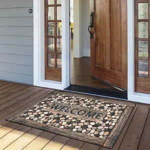 Welcome Doormat Letter Print Washable Non Slip Rug for Laundry Room Bathroom Door Entryway Patio Home Decor Floor Mat