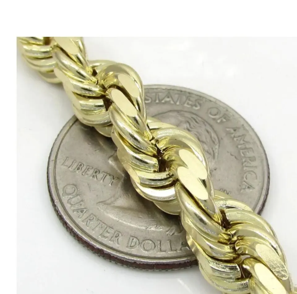 8MM ROPE CHAIN 24" 14K gOLD PLATED