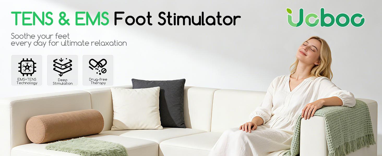 Transcutaneous Electrical Nerve Stimulator, EMS Foot Massager for Neuropathy, EMS Foot Stimulator with 10 Modes 20 Intensities, Electric Foot Massager with 4 TENS Unit Muscle Stimulator Pads