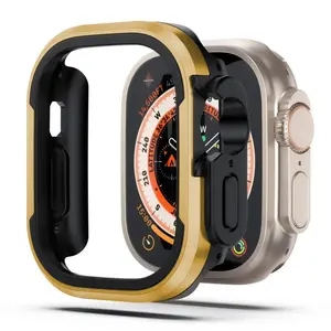 CrazyGrass Aluminum Alloy Soft TPU Hybrid Bumper Frame Compatible with Apple Watch Ultra 2 Ultra 49mm, Anti-Scratch Edge Protective Watch Case,Slim Lightweight Rugged Protective Cover for Outdoor Sports Daily Wear Men Women [Case Only, Watch Not Included]