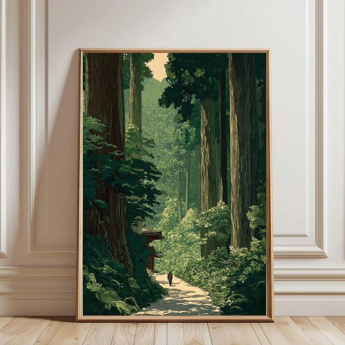 Vintage Japanese Forest Poster, Ukiyo-e Woodblock Wall Art, Japandi Botanical Print, Zen Nature Decor, Landscape Artwork 0