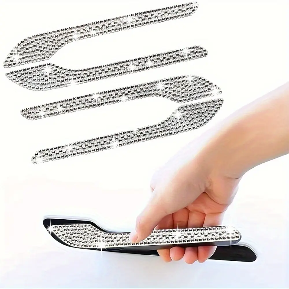 4Pcs Shiny Crystal Door Handle Cover Decorative Protective Sticker Car Decals for Tesla Model 3 and Model Y, Shiny Auto Parts, Sticker for Cars, Automotive Decals, Automobile Decals, Vehicle Exterior Decoration
