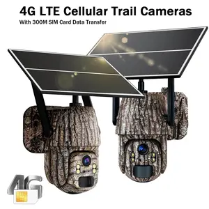2 Pack 4G LTE Cellular Trail Cameras, Unlimited Data Plan, 360°Full View Live Video, 2K HD Game Camera with Solar Power, Security Camera Built-in SIM Card with PIR Night Vision, IP65 Waterproof