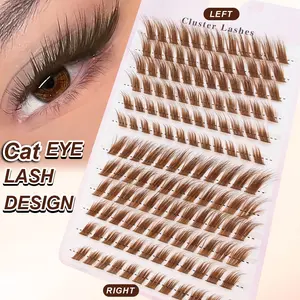Cat Eye Fake Eyelashes, Soft Natural Look, Long Tail Design, DIY at Home, Suitable for Daily Wear, 144 Clusters