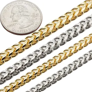 316L Stainless Steel 14k Yellow Gold Plated 4-5mm Franco Chain Necklace Bracelet 8.5”-24”