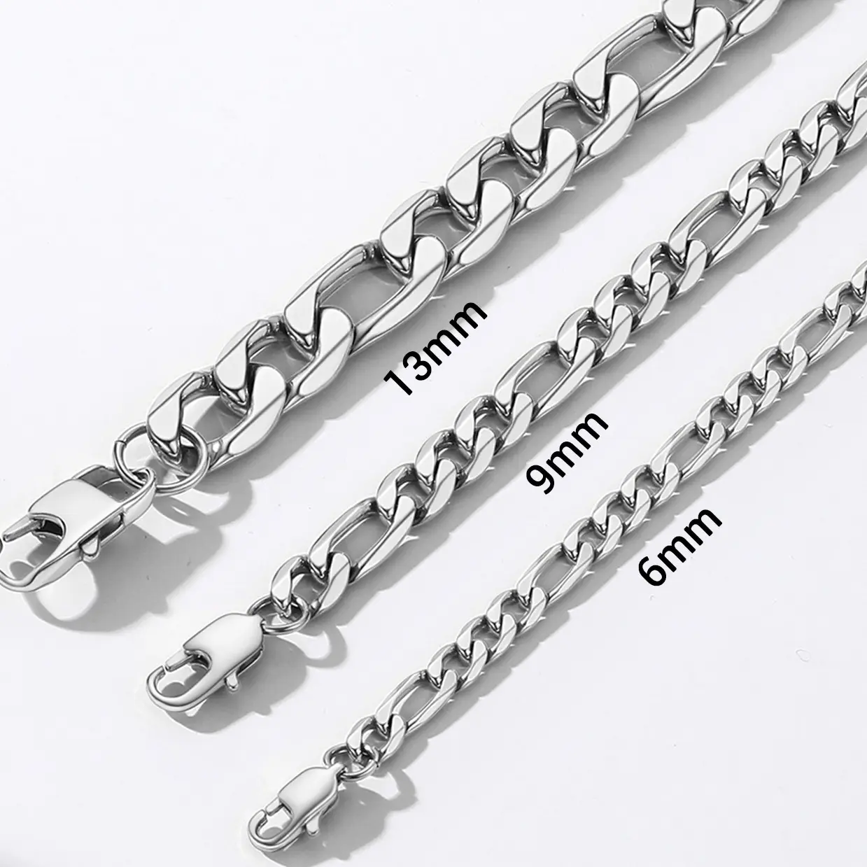 PROSTEEL Figaro Chain Link Bracelet Stainless Steel Stylish Men's Smooth Link Chain Width 6mm/9mm/13mm Hip Hop Chunky Jewelry For Men Women Gift Box PROSTEEL Figaro Chain Link Bracelet Stainless Steel Stylish Men's Smooth Link Chain Width 6mm/9mm/13mm Hip Hop Chunky Jewelry For Men Women Gift Box