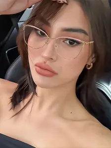 Women's Elegant Copper Frame Cat Eye Glasses, Anti-Blue Light Fashion Eyewear, Stylish Trendy Eyewear, Casual Daily Wear, Perfect for Students