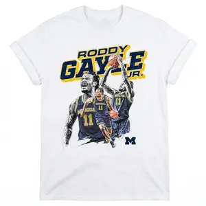 [MADE IN US] Roddy Gayle Jr Michigan Shirt - 90s Vintage Bootleg Graphic Tee - Retro Basketball Print