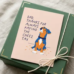 Cheese Tax Dog Dad Card, Funny Dog Dad Card, Dog Dad Humor Greeting Card, Pet Dad Gift, Father's Day Gift