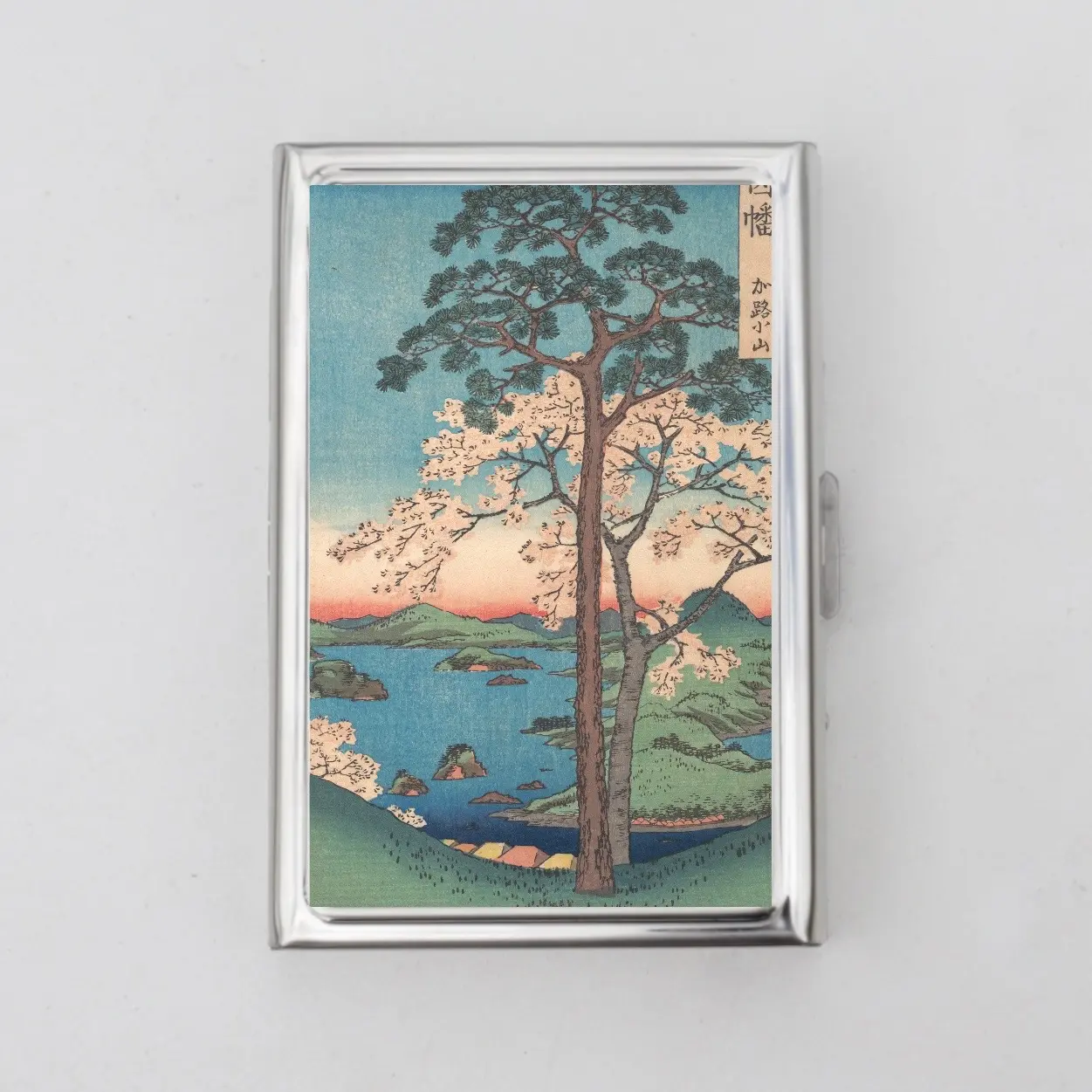 Japanese Tree Dual Side Wallet or Card Holder Slim Metal Wallet Push Button Organizer Gift