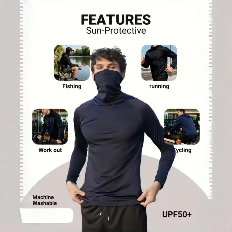 Men's 6-Piece Slim Fit Hoodie Pullovers Set |   UPF Sun Protection |   Lightweight Breathable Long Sleeve Tops |   Versatile Casual Wear |   Blue/Black/Light Gray