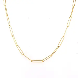 Signature 14K Gold Long Paperclip Necklace