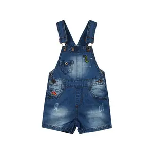 12M-5T Little Girls/Boys Summer Shorts, Adjustable Jean Shortall Overalls