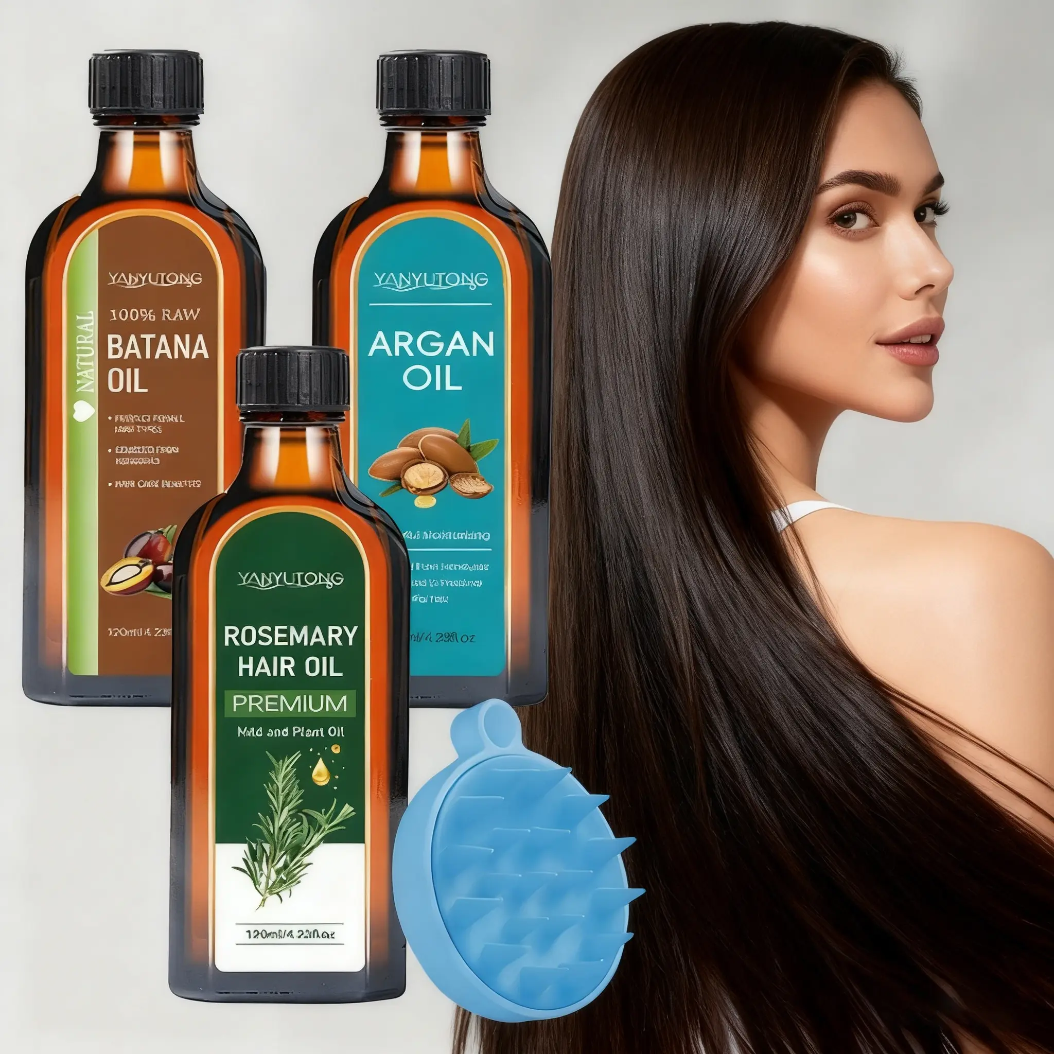 Scalp Purification 3-Step Set | Includes Rosemary Hair Oil + Batana Oil + Argan Oil + Comb, Strengthens Hair & Prevents Hair Fall, Improves Follicle Health, Suitable for All Hair Types, Moisturizing Hair Oil, Nourishing Scalp Set